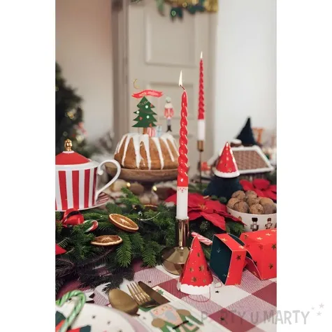 swieczka spiralne swiete mikolaj czerwony partydeco 2 szt