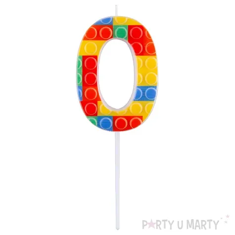 swieczka urodzinowa na tort cyfra 0 klocki dekoracja na urodziny 10 5 cm