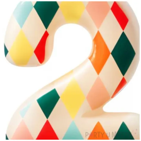 swieczka urodzinowa na tort cyfra 2 dekoracja na urodziny kolorowe romby 8 5 cm