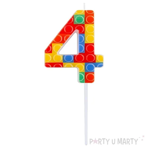 swieczka urodzinowa na tort cyfra 4 klocki dekoracja na urodziny 10 5 cm