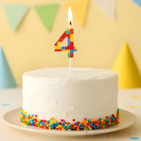 swieczka urodzinowa na tort cyfra 4 klocki dekoracja na urodziny 10 5 cm