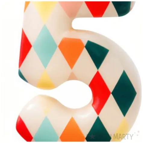 swieczka urodzinowa na tort cyfra 5 dekoracja na urodziny kolorowe romby 8 5 cm