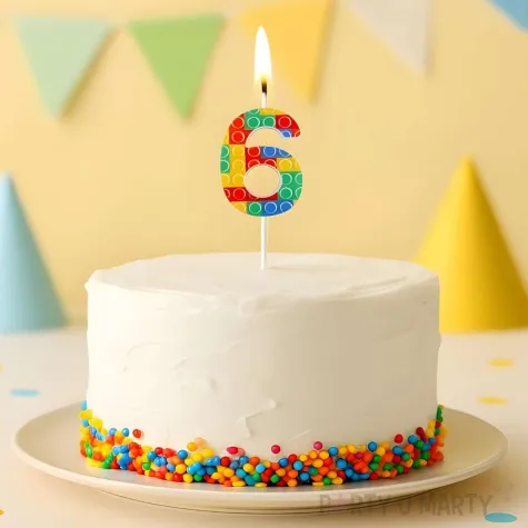 swieczka urodzinowa na tort cyfra 6 klocki dekoracja na urodziny 10 5 cm
