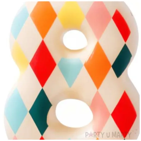 swieczka urodzinowa na tort cyfra 8 dekoracja na urodziny kolorowe romby 8 5 cm