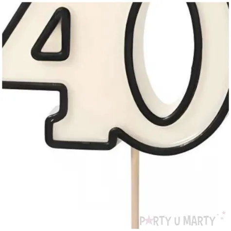 swieczka urodzinowa na tort liczba 40 na urodziny biala czarna 8 5 cm