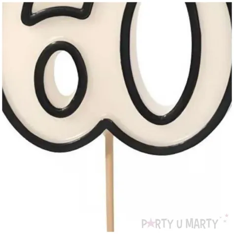 swieczka urodzinowa na tort liczba 60 na urodziny biala czarna 8 5 cm