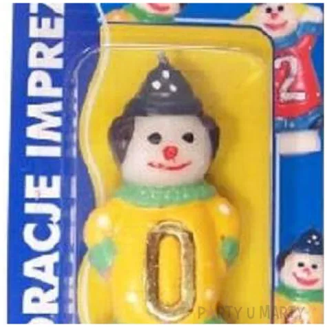 swieczka wesoly klaun cyferka 0 godan