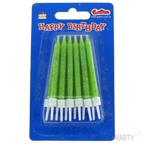 swieczki brokatowe zielone 12 12