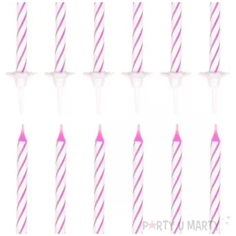 swieczki classic paski rozowe amscan 6 3 cm 24 szt