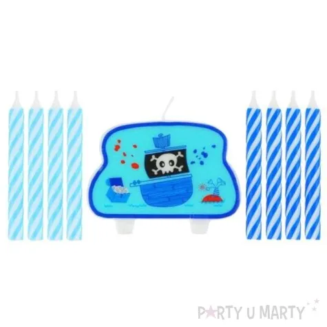 swieczki na tort ahoj piraci niebieskie godan 9 szt