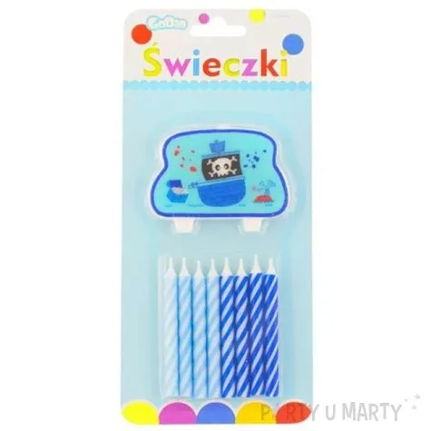 swieczki na tort ahoj piraci niebieskie godan 9 szt