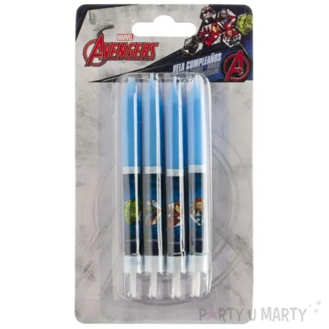 swieczki na tort avengers niebieskie dekora 9 cm 8 szt