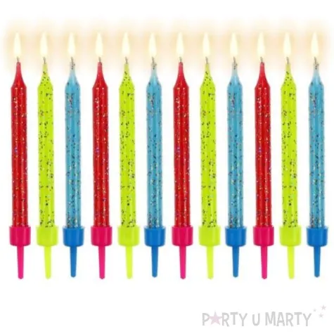 swieczki na tort brokatowe mix godan 12 szt