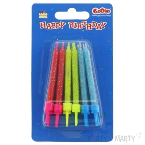 swieczki na tort brokatowe mix godan 12 szt