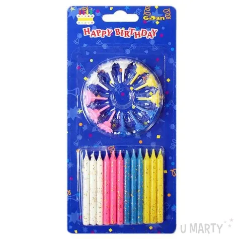 swieczki na tort brokatowe mix godan 24 szt