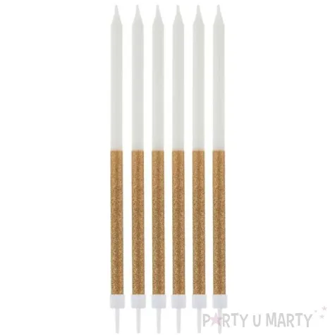 swieczki na tort brokatowe zlote godan 14 5 cm 16 szt