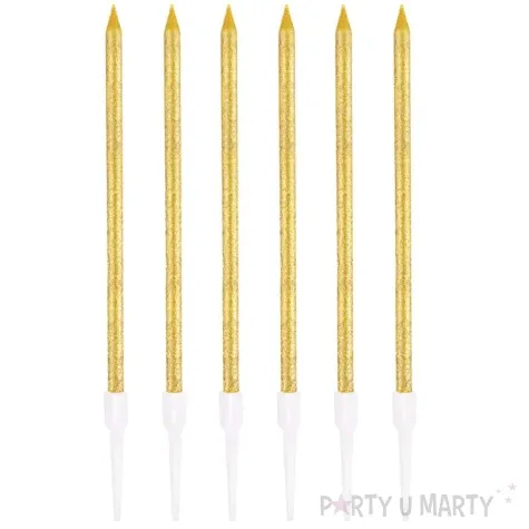 swieczki na tort brokatowe zloty partypal 6 szt