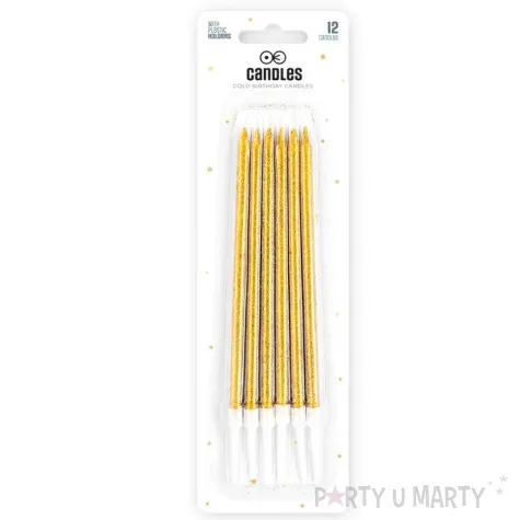 swieczki na tort brokatowe zloty partypal 6 szt