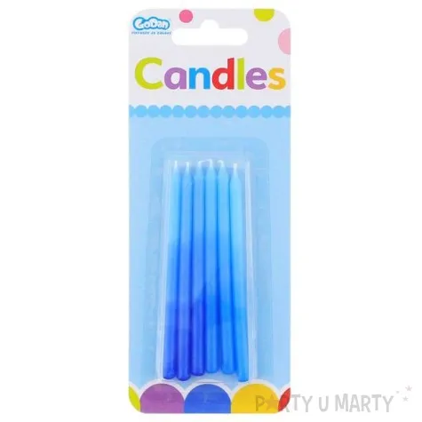 swieczki na tort cieniowane godan niebieskie 6 szt