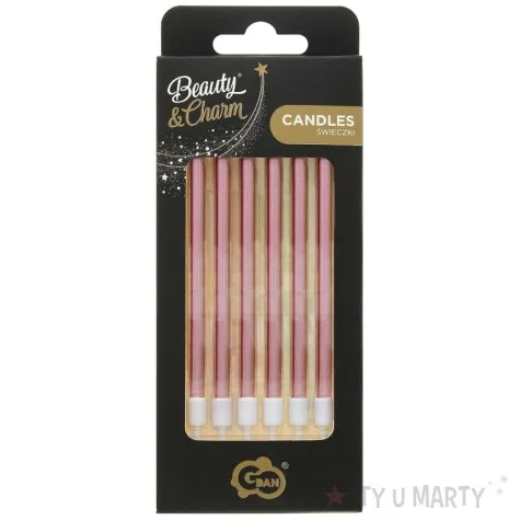 swieczki na tort classic beauty and charm rozowe zloto godan 6 szt