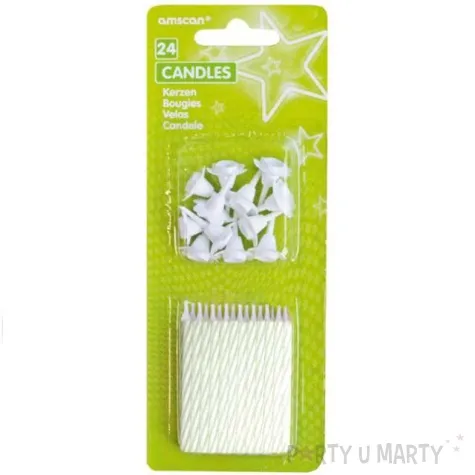 swieczki na tort classic biale amscan 24 szt