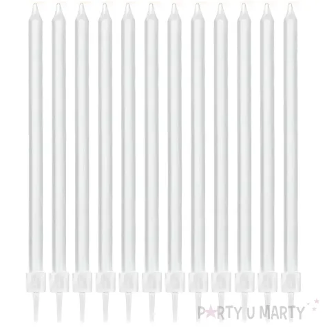swieczki na tort classic biale partydeco 12 szt