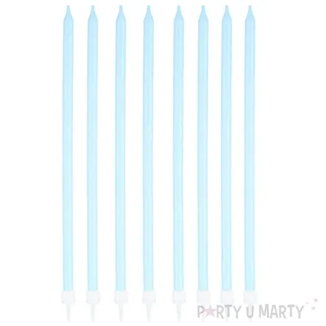 swieczki na tort classic dlugie blekitny partypal 8 szt