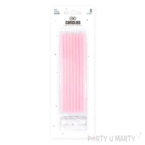 swieczki na tort classic dlugie rozowy partypal 8 szt