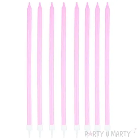 swieczki na tort classic dlugie rozowy partypal 8 szt
