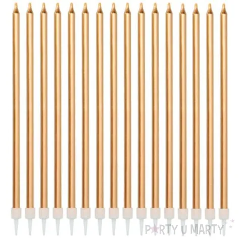 swieczki na tort classic metalic zloty ciemny folat 16 szt