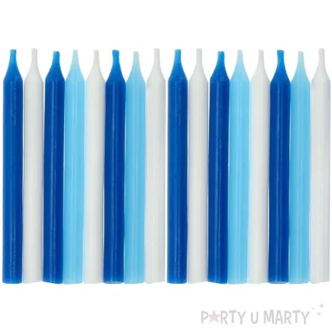 swieczki na tort classic niebieski folat 16 szt