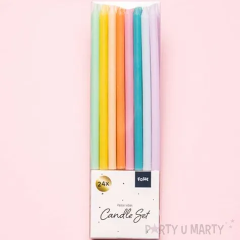 swieczki na tort classic pastel mix folat 10 cm 24 szt