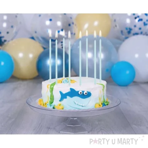 swieczki na tort classic perlowe niebieski jasny godan 8 szt