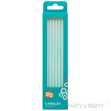 swieczki na tort classic perlowe niebieski jasny godan 8 szt