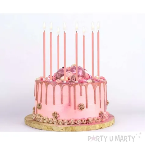 swieczki na tort classic perlowe rozowy jasny godan 8 szt
