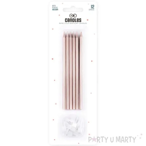 swieczki na tort classic rozowe zloto partypal 13 5 cm 12 szt