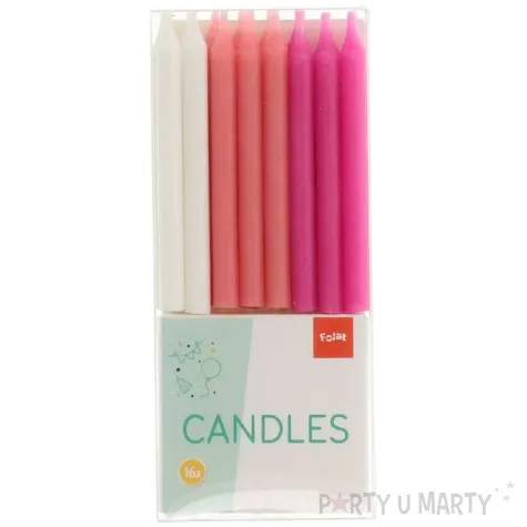 swieczki na tort classic rozowy folat 16 szt