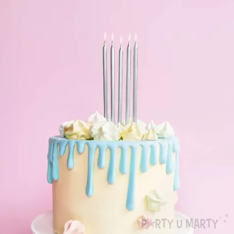 swieczki na tort classic srebrne partydeco 12 szt