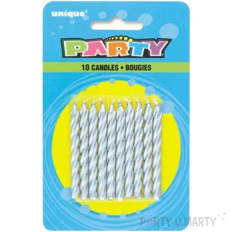 swieczki na tort classic srebrne unique 10 szt