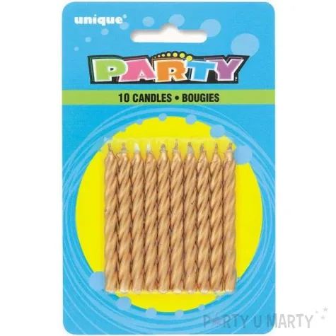 swieczki na tort classic zlote unique 10 szt