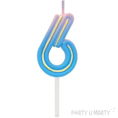 swieczki na tort cyferka 6 neon ombre godan