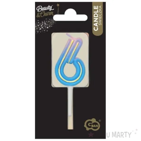 swieczki na tort cyferka 6 neon ombre godan