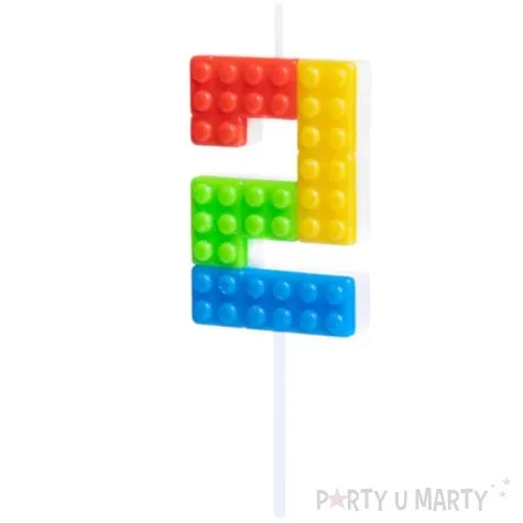 swieczki na tort cyfra 2 klocki mix partypal 11 cm