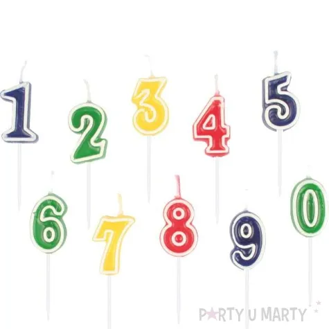 swieczki na tort cyfry od 0 do 9 mix amscan