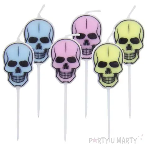 swieczki na tort czaszki creepy folat 7 cm 6 szt
