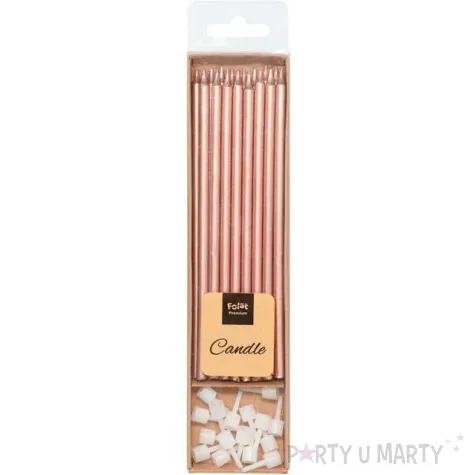 swieczki na tort deluxe rozowe zloto folat 16 szt