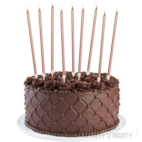 swieczki na tort deluxe rozowe zloto folat 16 szt