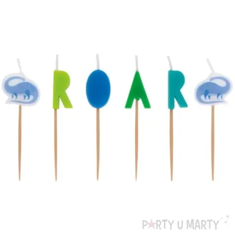 swieczki na tort dinozaury roar mix unique 6 szt