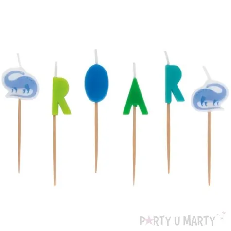 swieczki na tort dinozaury roar mix unique 6 szt