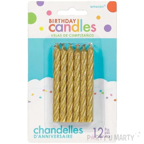 swieczki na tort golden swirl zlote amscan 12 szt
